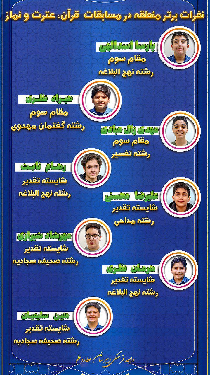 درخشش دانش آموزان عطاردی در مسابقات قرآن، عترت و نماز